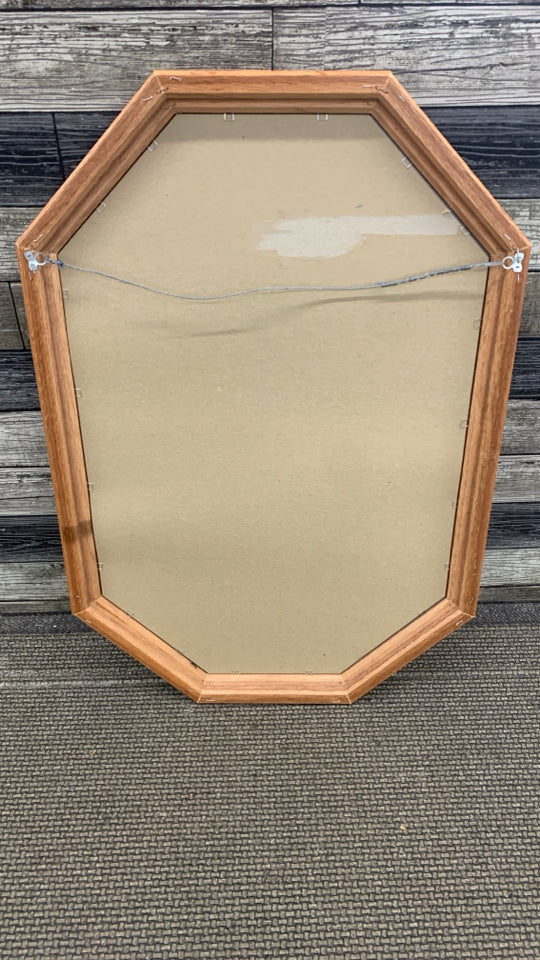 WOODEN OCTAGON MIRROR.