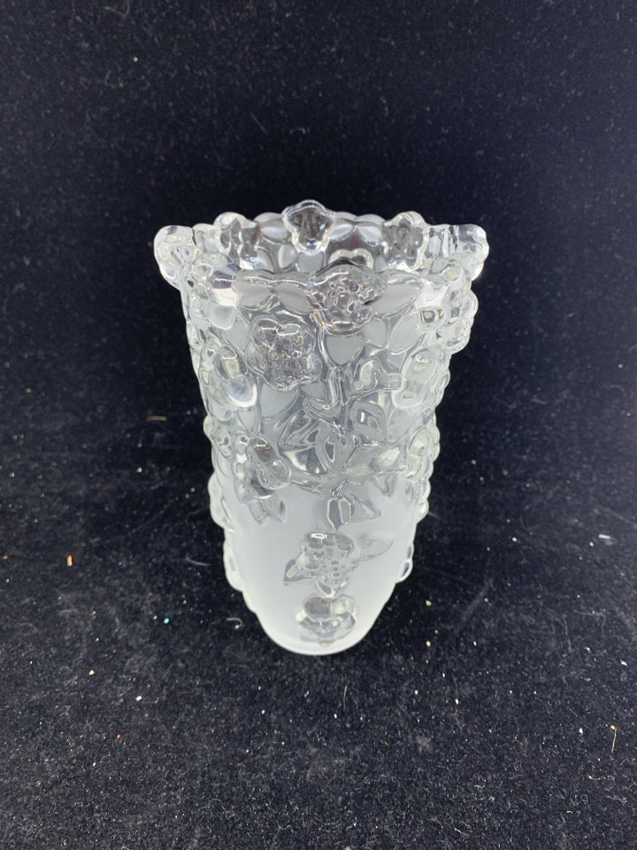 FROSTED FLORAL EMBOSSED VASE- GERMANY.