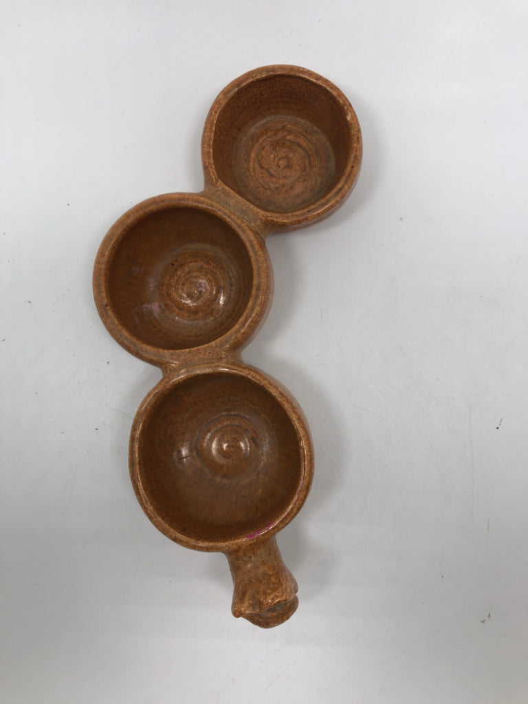 BROWN SNAKE POTTERY VOTIVE HOLDER.