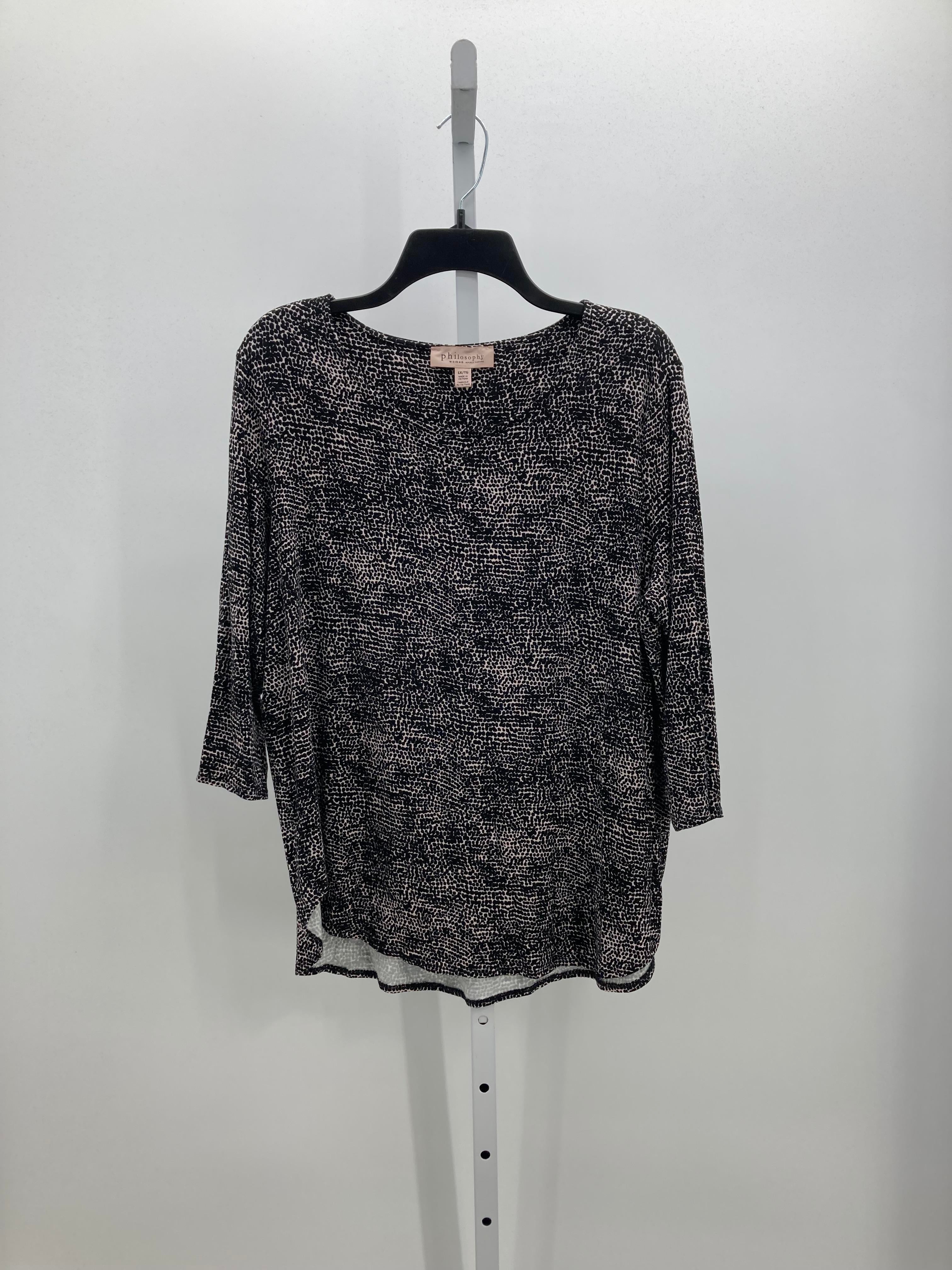philosophy Size 1X Womens 3/4 Sleeve Shirt