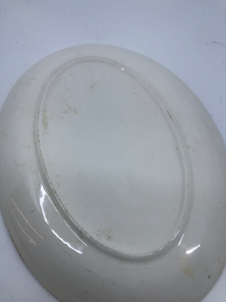 VTG OVAL SERVING PLATTER BROWN,YELLOW,GREEN LEAVES.