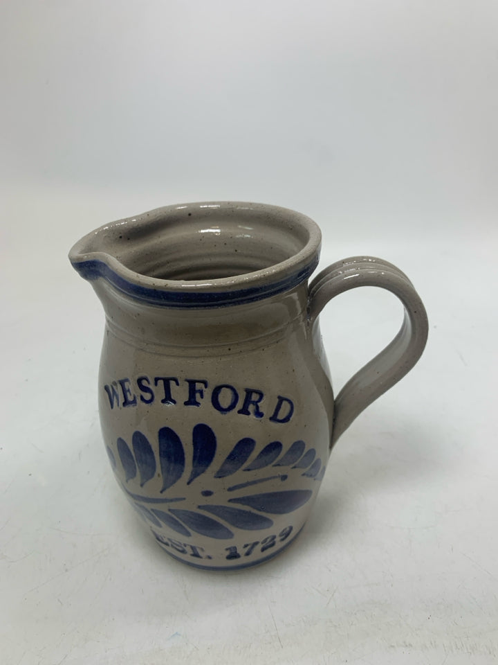 GREY/BLUE WESTFORD PITCHER SIGNED.