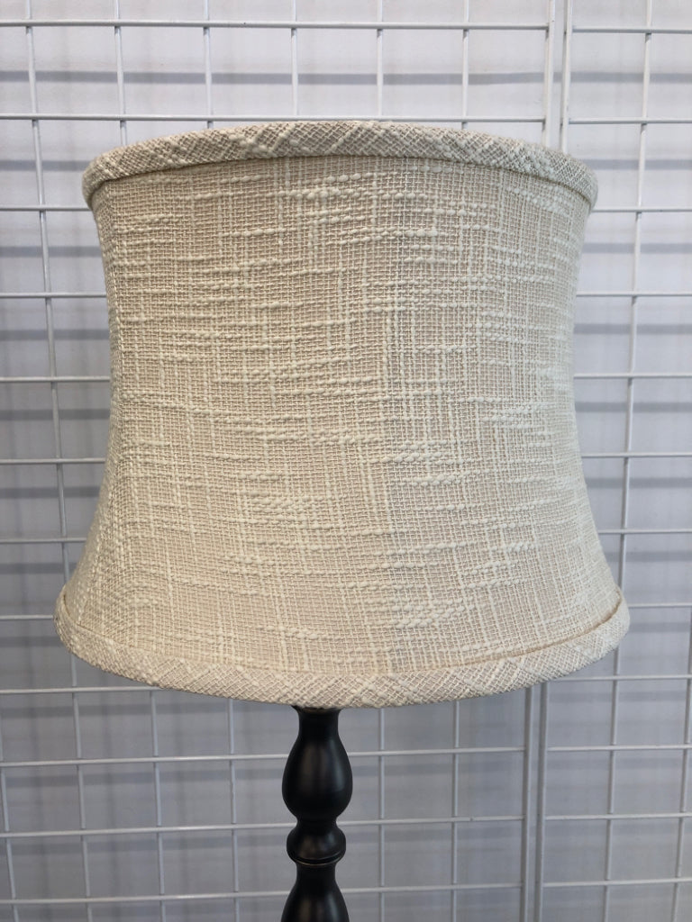 STACKED METAL LAMP W/TEXTURED SHADE.