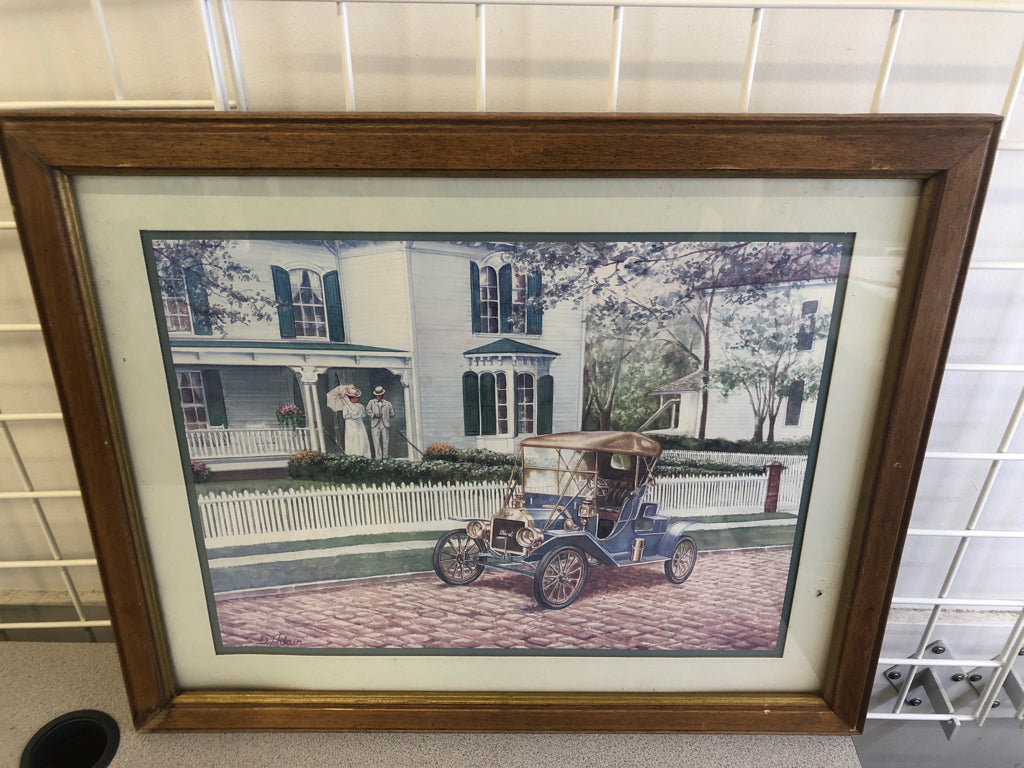 MODEL T PRINT IN WOOD FRAME.