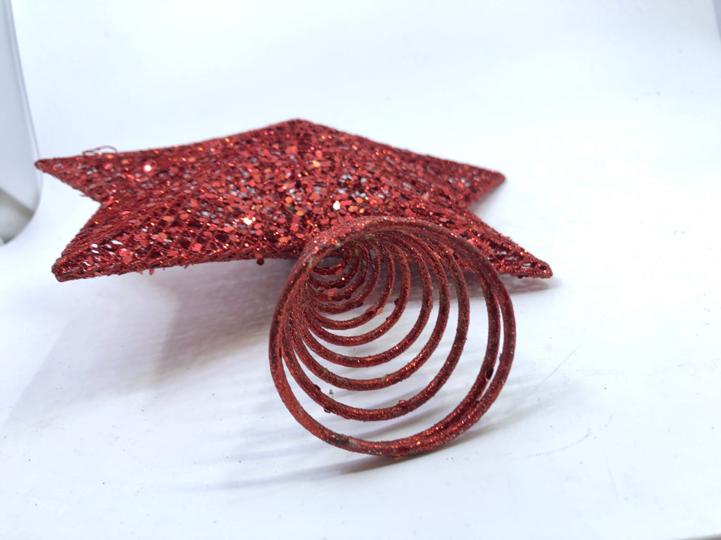 RED GLITTER STAR TREE TOPPER.