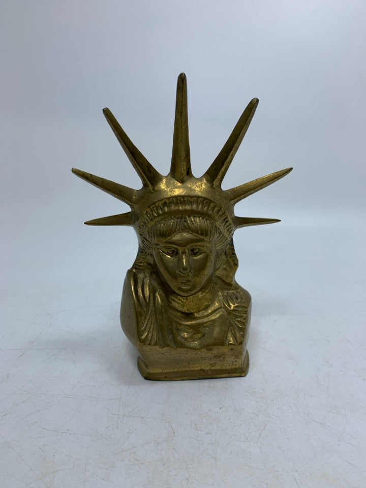 VTG BRASS LADY LIBERTY HEAD.