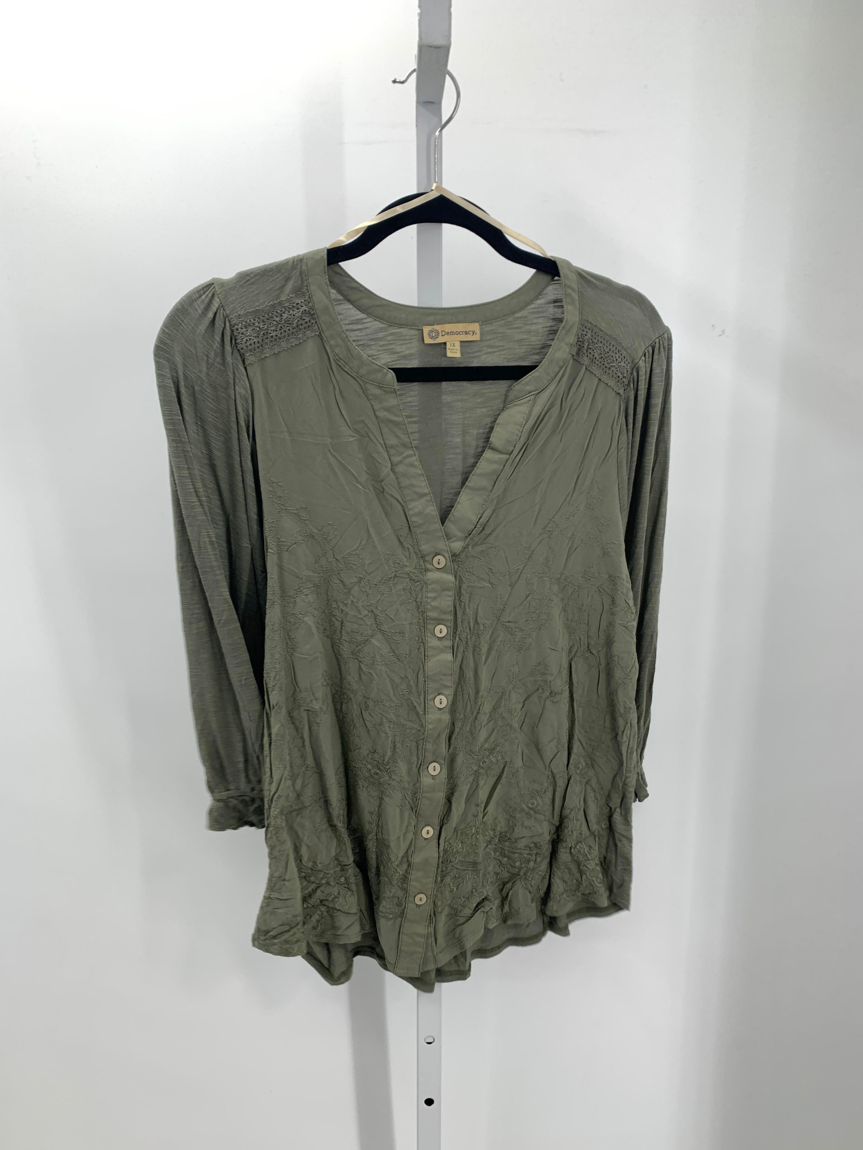 Democracy Size 1X Womens Long Sleeve Shirt