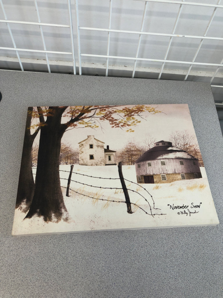 'NOVEMBER SNOW' PRIMITIVE CANVAS PRINT.