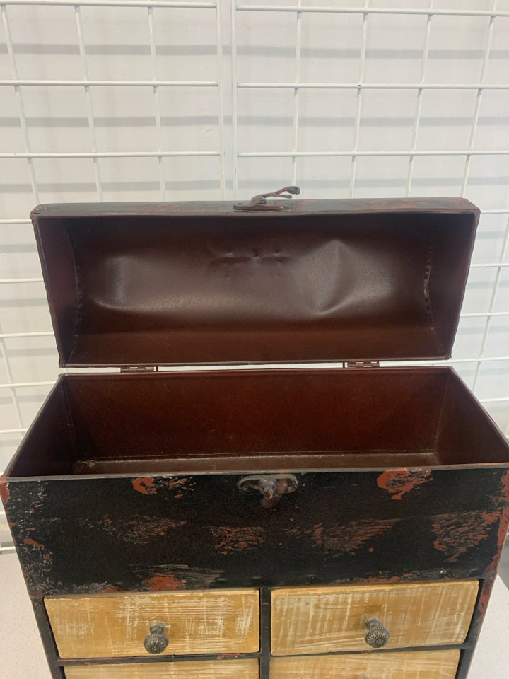 TABLETOP APOTHECARY STYLE CABINET W/8 DRAWERS & FLIP-LID.