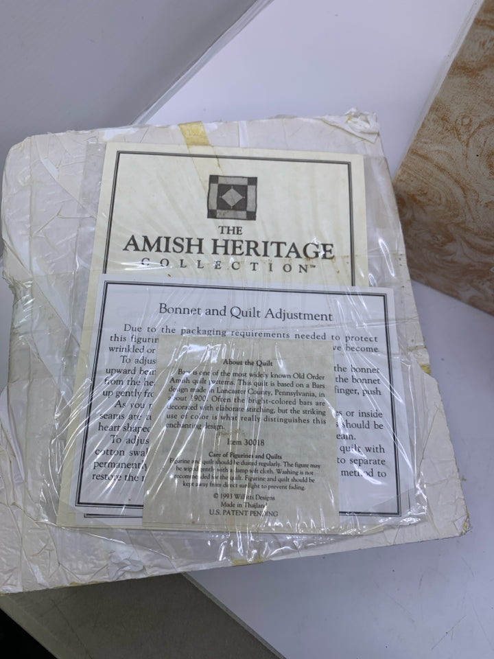 WOMAN READING TO BOY WITH QUILT- AMISH HERITAGE COLLECTION.