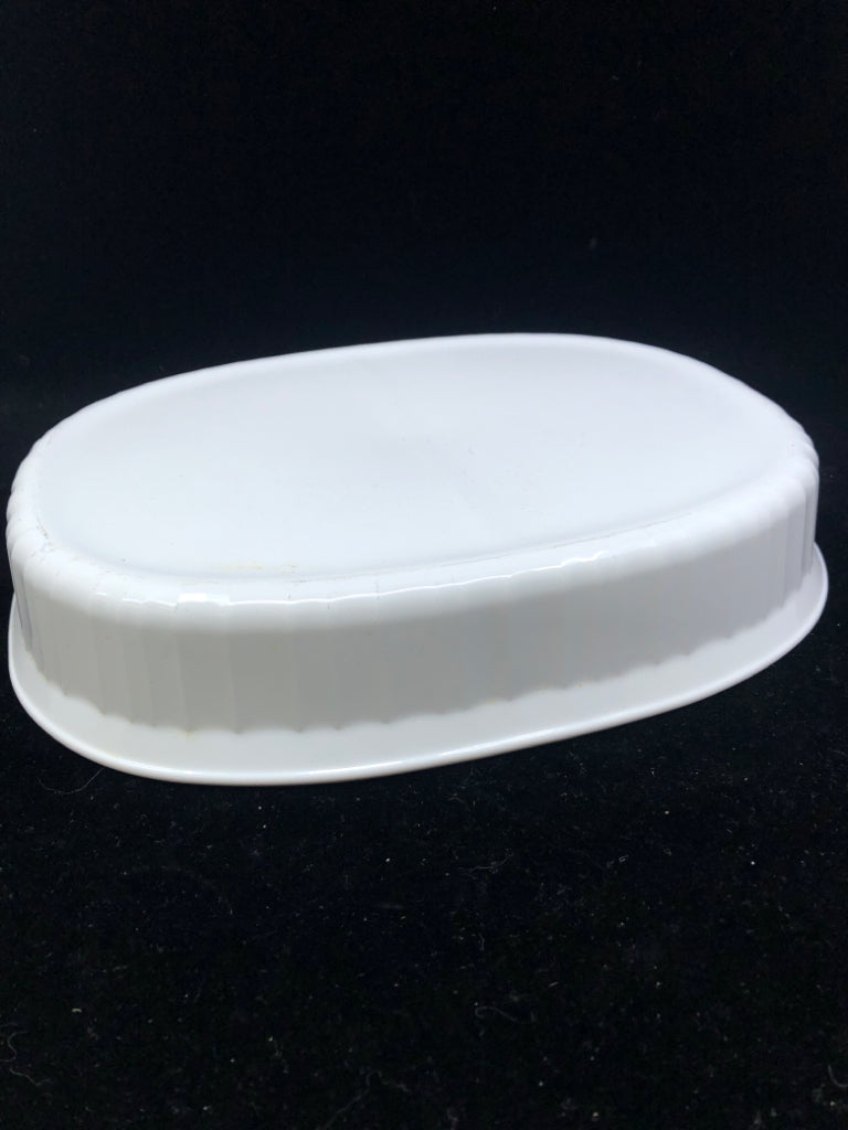 WHITE CORNINGWARE DIVIDED SERVING DISH.