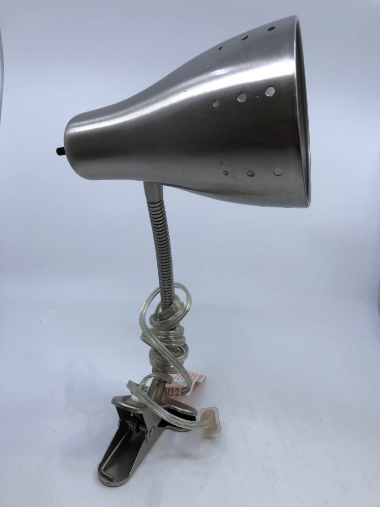 SILVER CLIP DESK LAMP.