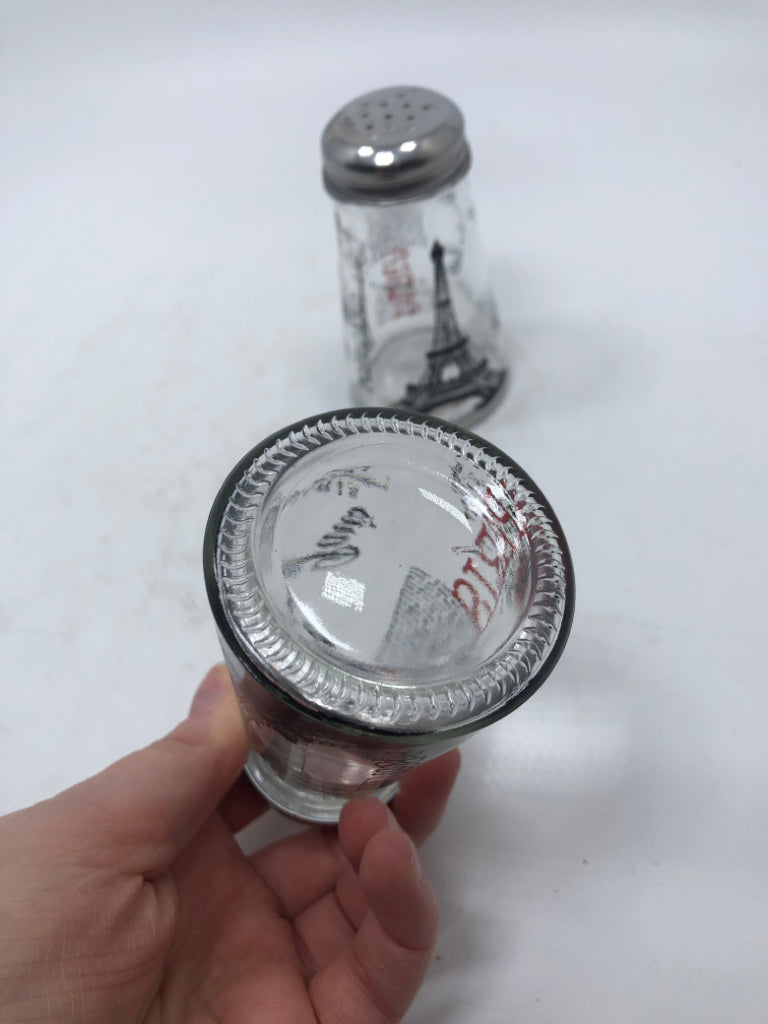 PARIS THEMED GLASS S&P SHAKERS.