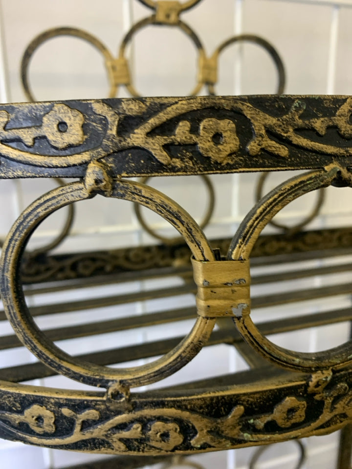 2 TIER GOLD/BLACK METAL SHELF.