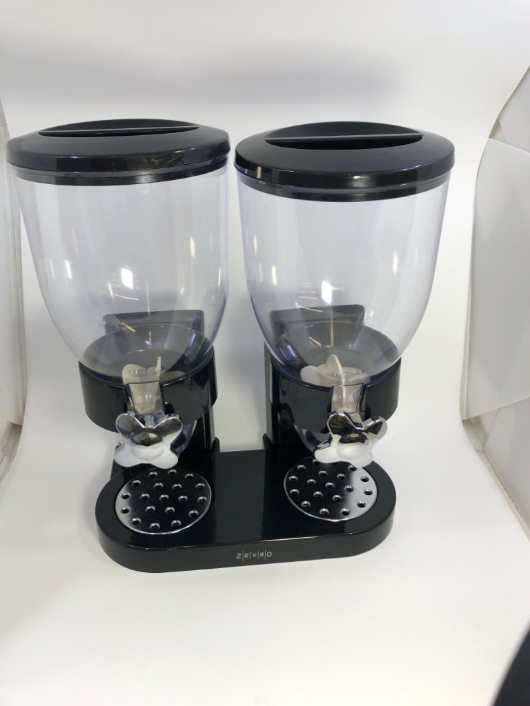 2-CONTAINER BLACK ZEVRO CEREAL DISPENSER.