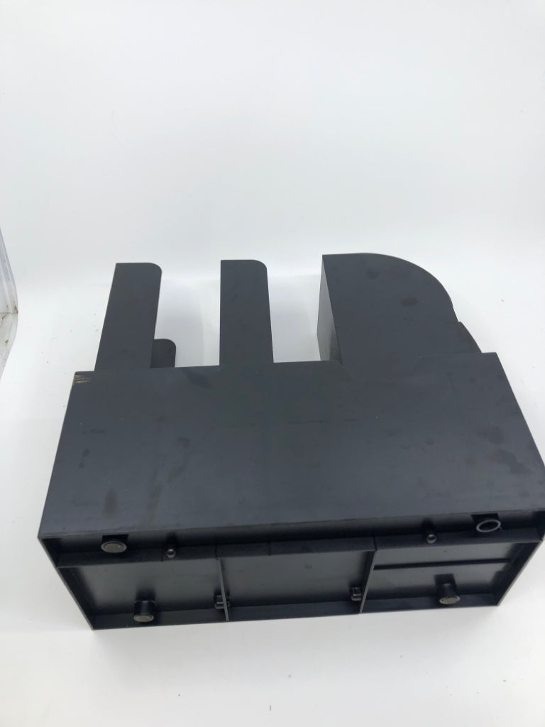 BLACK DESK ORGANIZER W 2 DRAWERS AND FILE SECTION.