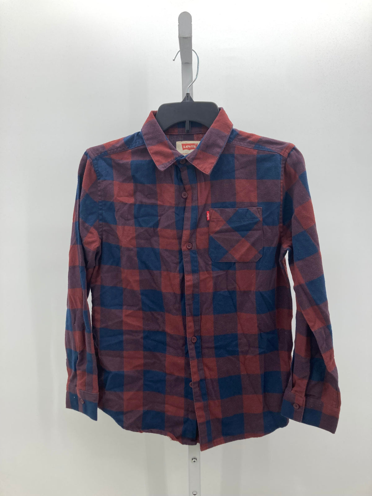 NAVY PLAID BTN DOWN