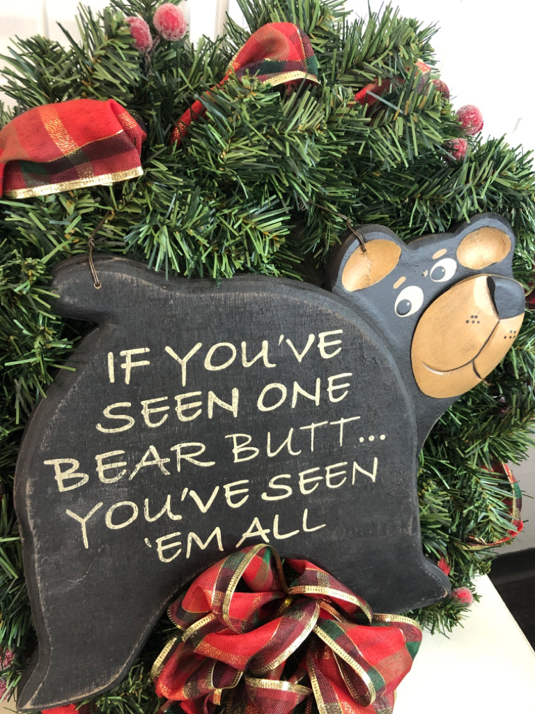 BEAR BUTT WREATH.