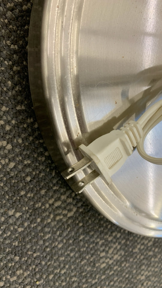 IKEA KROBY SILVER FLOOR LAMP W/WHITE GLASS SHADE.