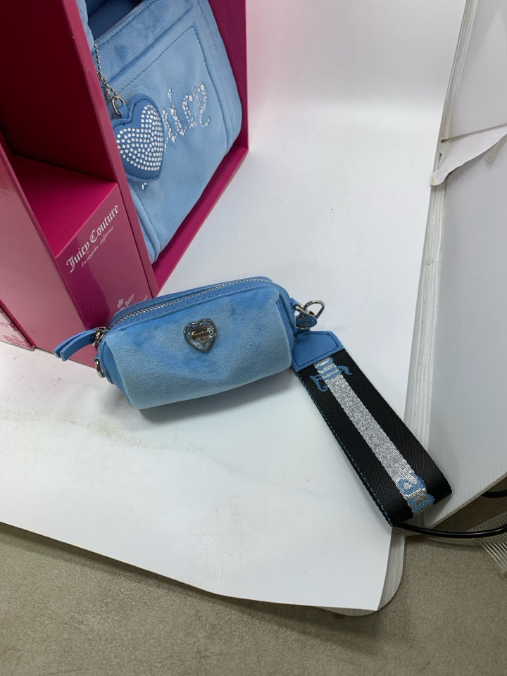 Juicy Couture Keep It Juicy Heart Dangle & Barrel Wristlet Coin Purse Set- NIB
