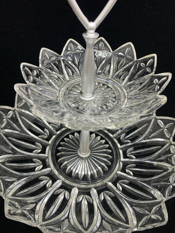 VTG 2 TIER GLASS CANDY DISH.