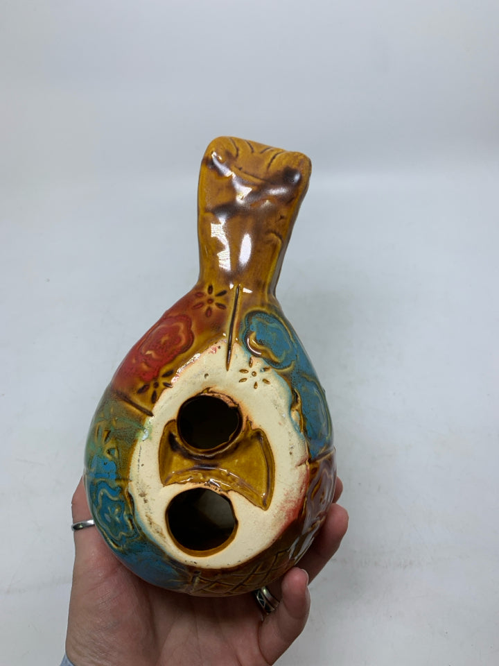 LARGE COLORFUL CERAMIC CHICKADEE.