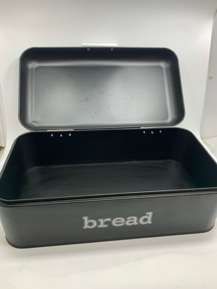 BLACK METAL BREAD BOX.