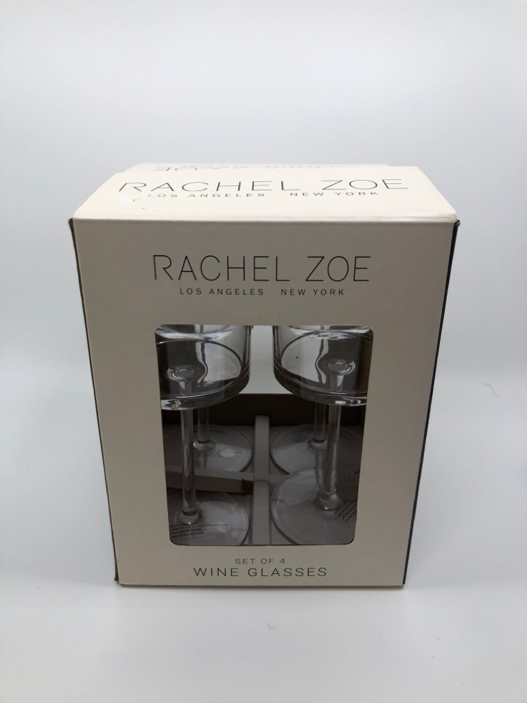 NIB 4 RACHEL ZOE WINE GLASSES.