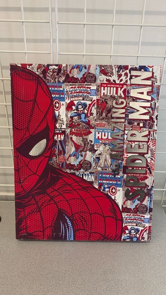 AMAZING SPIDER MAN COMIC BOOK COLLAGE CANVAS WALL ART.