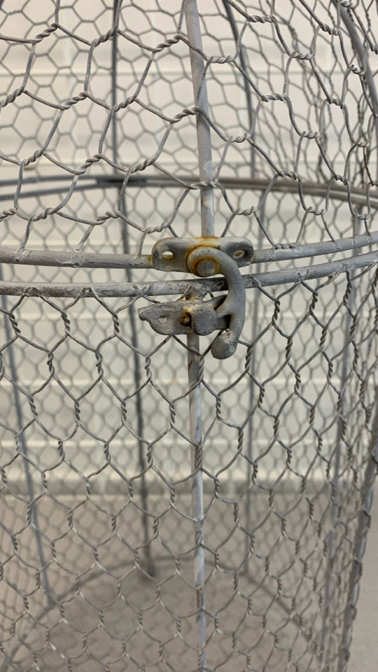 RUSTIC GRAY METAL DECORATIVE BIRDCAGE.