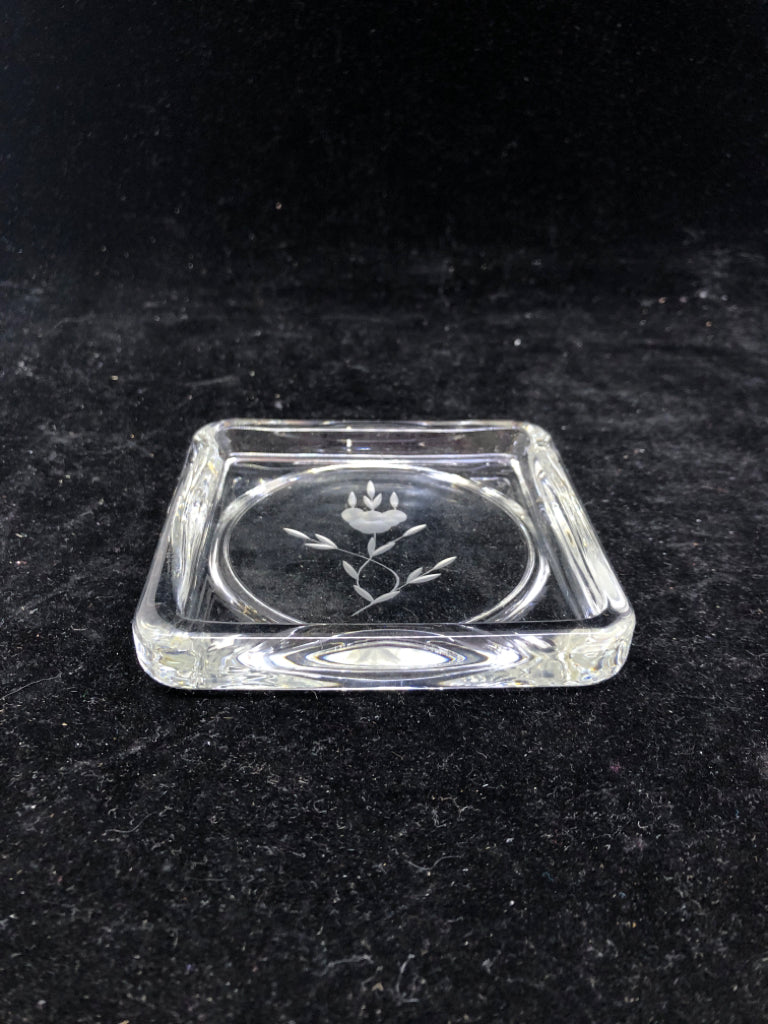 2 VTG FLORAL ETCHED COASTERS.