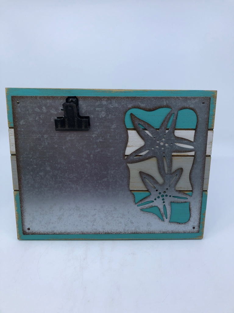 TEAL PHOTO CLIP HOLDER W METAL STARFISH.