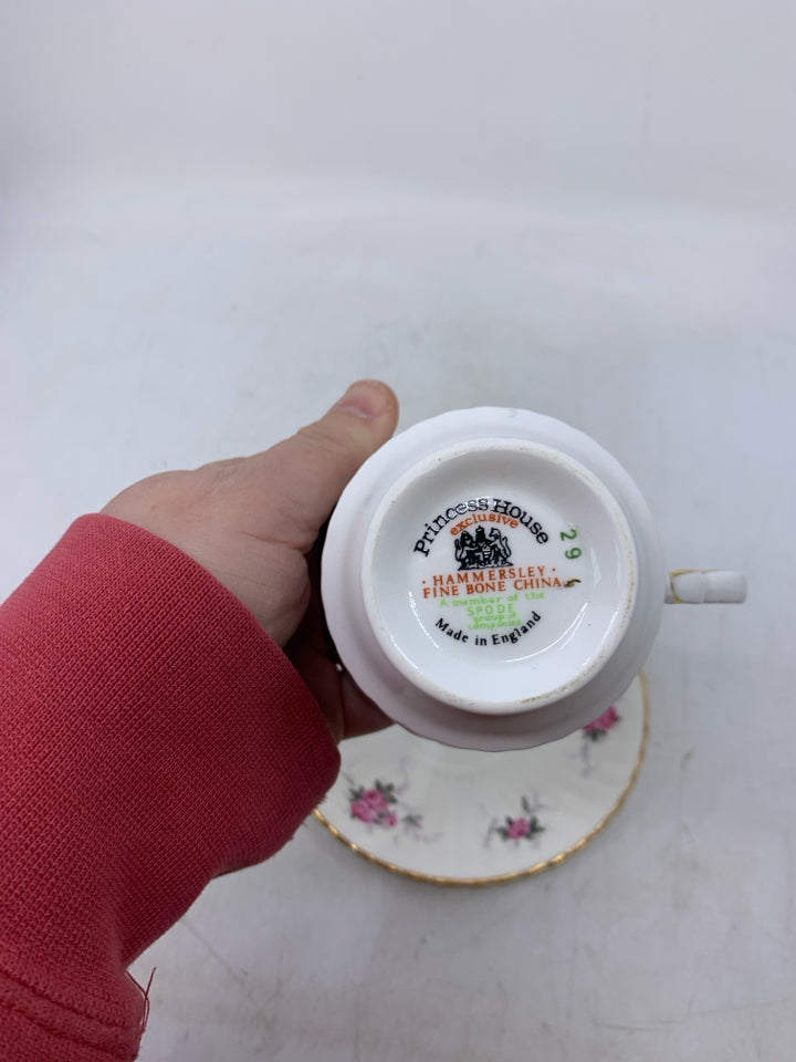 WHITE W/ PINK ROSES GOLD RIM.