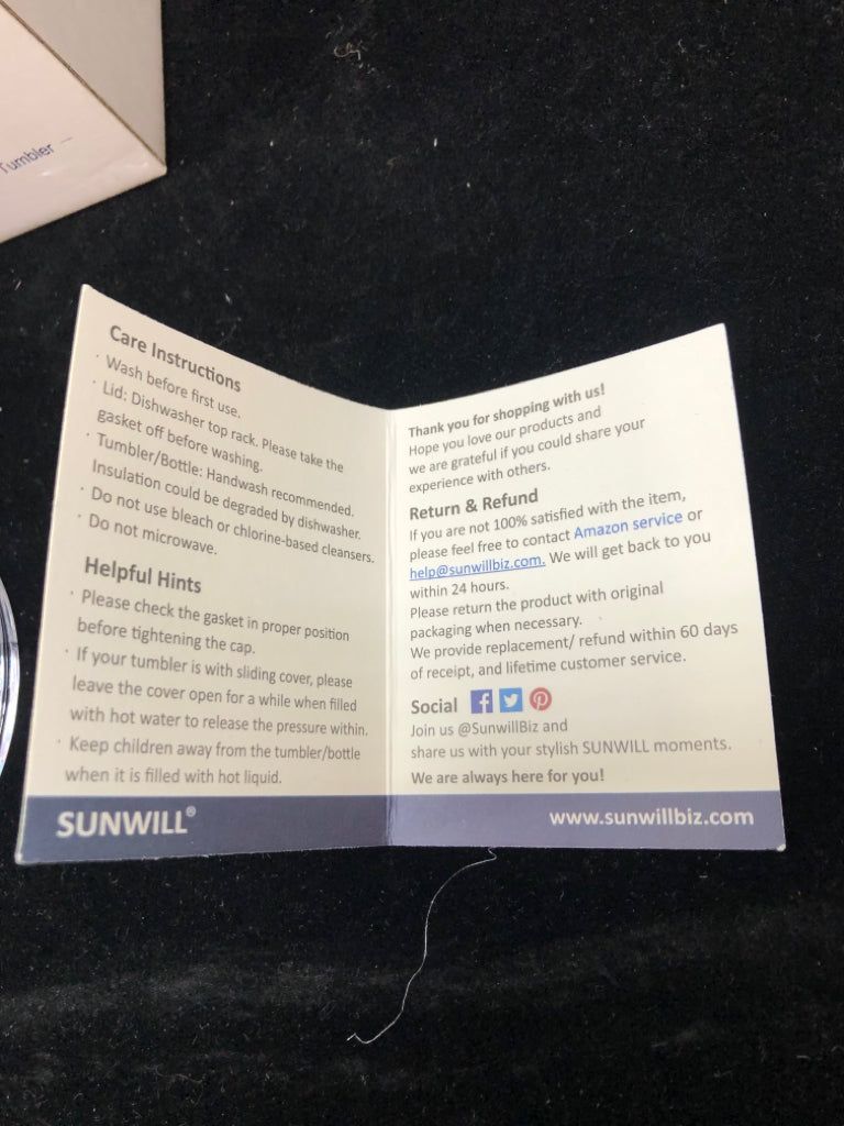 NIB MAROON SUNWILL TUMBLER.