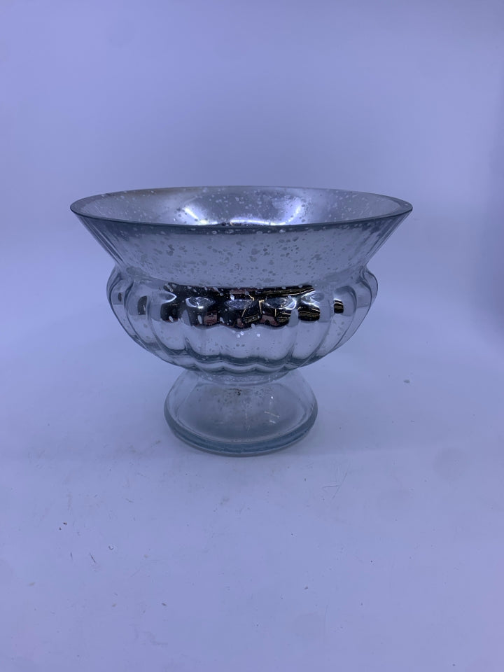 FOOTED MERCURY GLASS CANDY DISH.