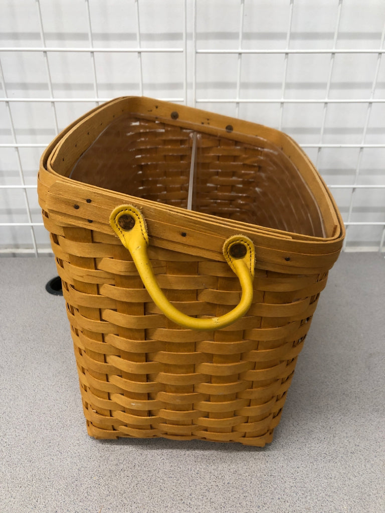 2000 SLANT BASKET W/ LEATHER HANDLES & PROTECTOR.