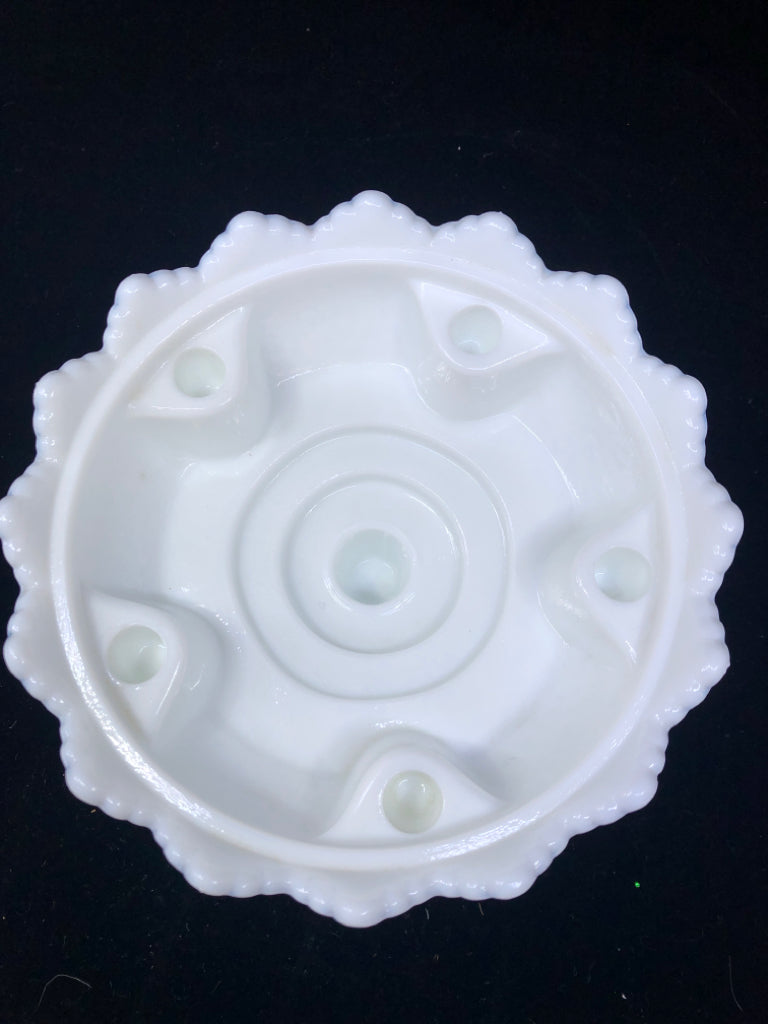 VTG HOBNAIL MILK GLASS CANDLE HOLDER.