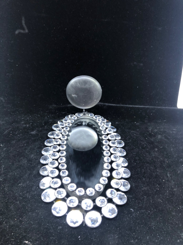 OVAL MIRRORED BEJEWLED WALL SCONCE.