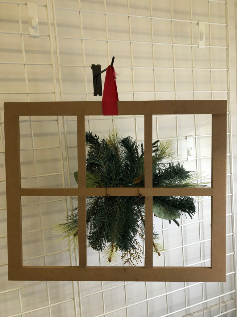 HOLLY BERRIES AND PINE ON WINDOW WALL HANGING.