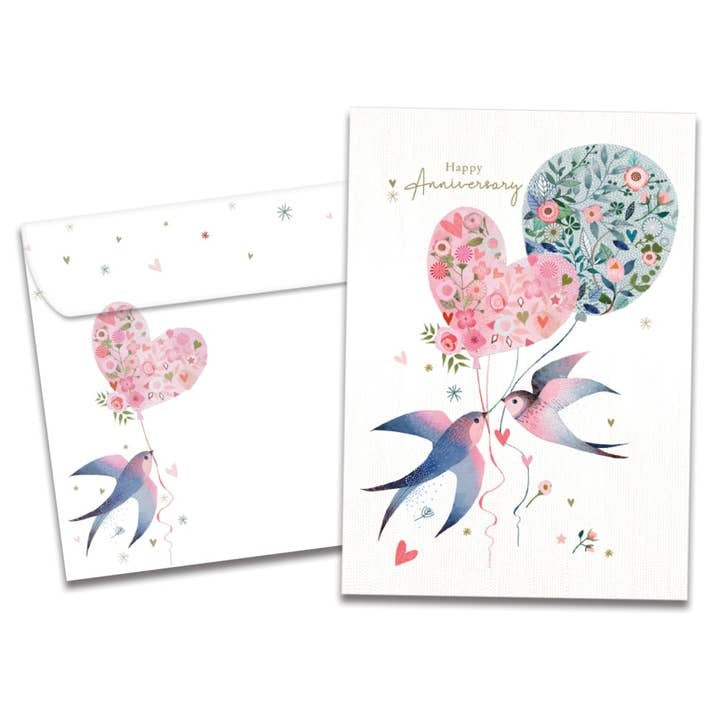 Lovebird Balloons, Anniversary Card