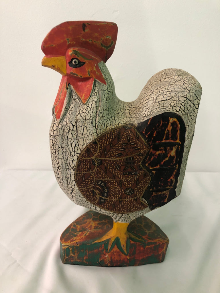 WOOD CARVED ROOSTER.