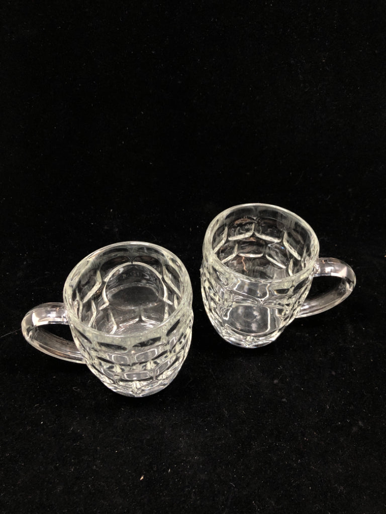 2 THUMBPRINT CUT GLASS MUGS.