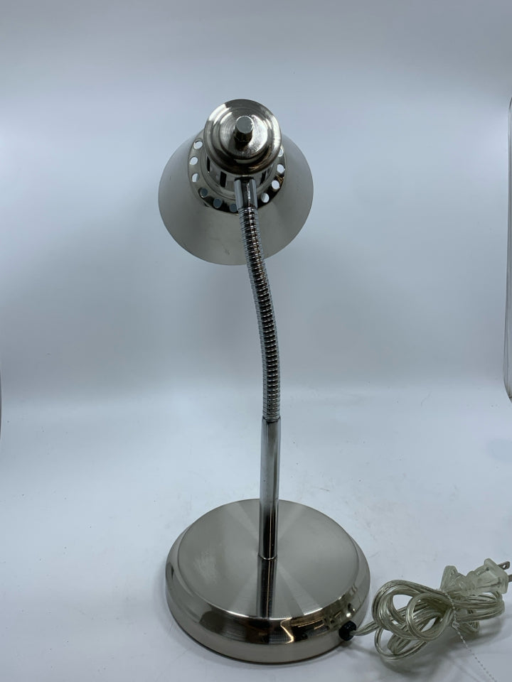SILVER ADJUSTABLE DESK LAMP.