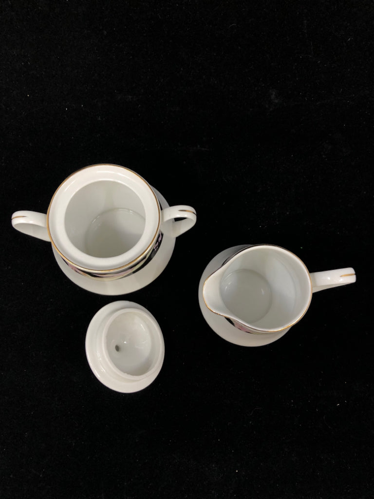 VTG SUGAR CREAMER CHINA PEARL PINK/BLACK FLORAL.