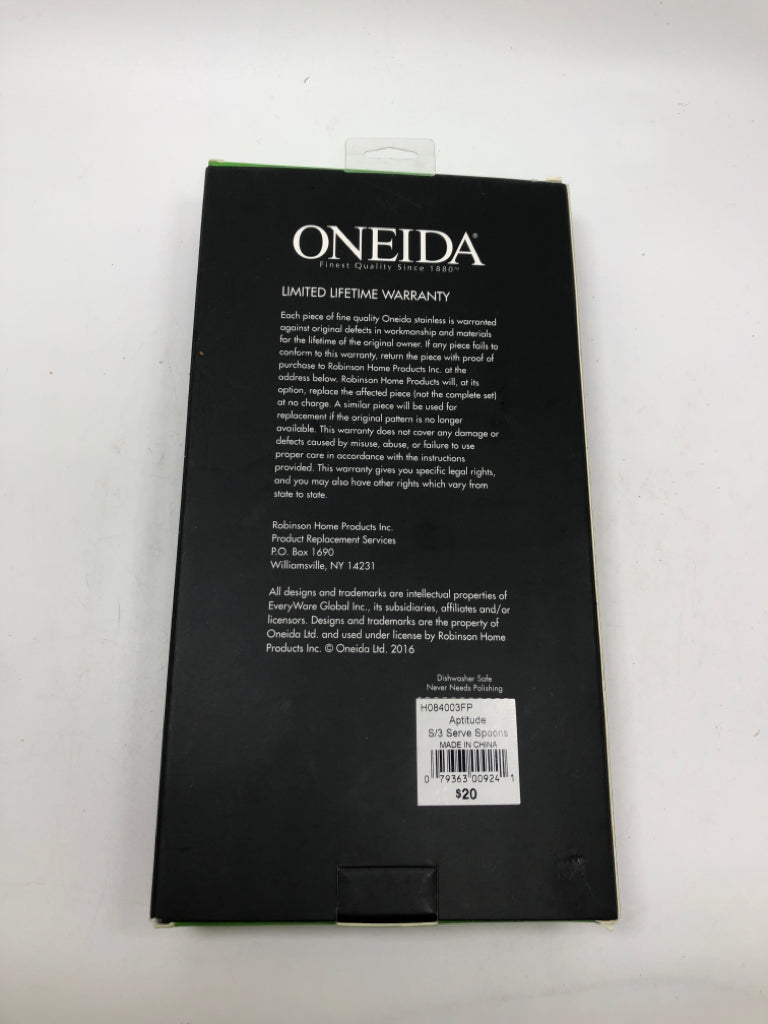 NIB ONEIDA 3PC SERVING SPOONS.