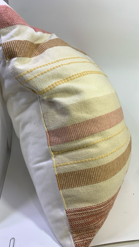PEACH/CREAM STRIPE PILLOW.