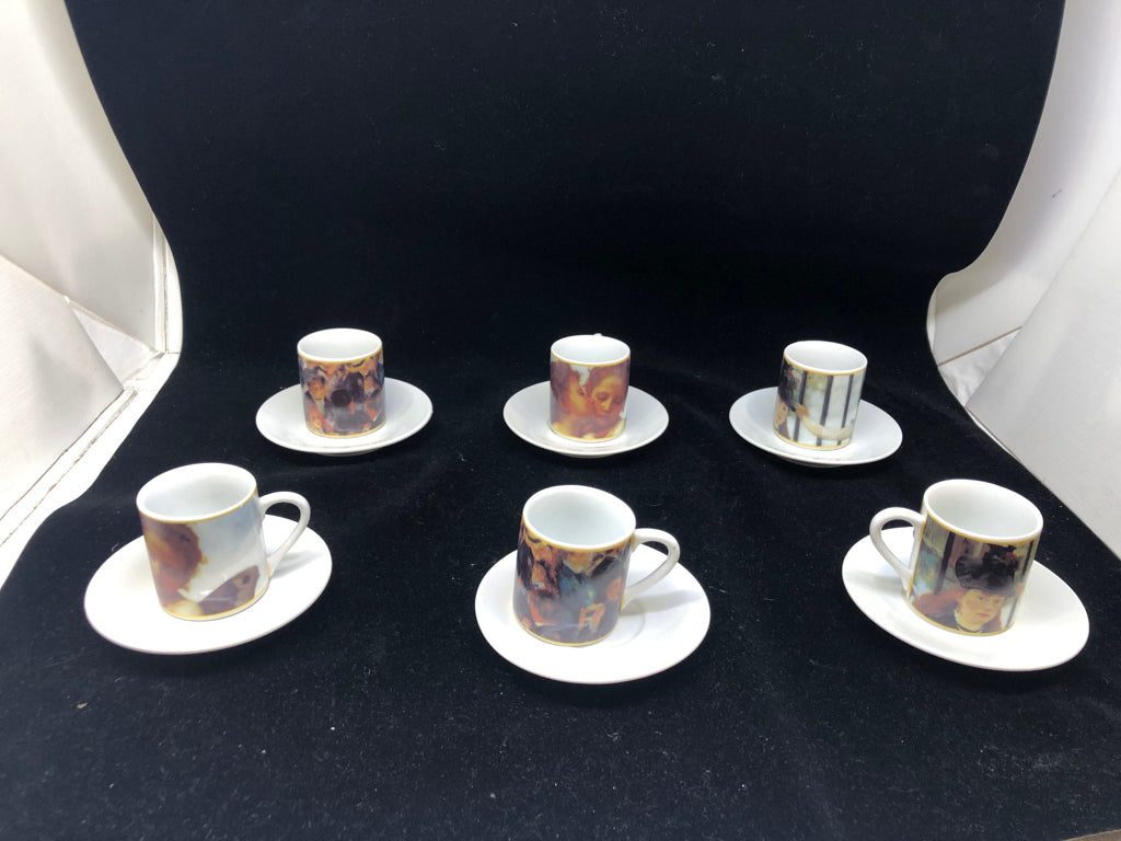10PC ART DECO STYLE CUP/ SAUCER SET - 5 CUPS, 5 SAUCERS.