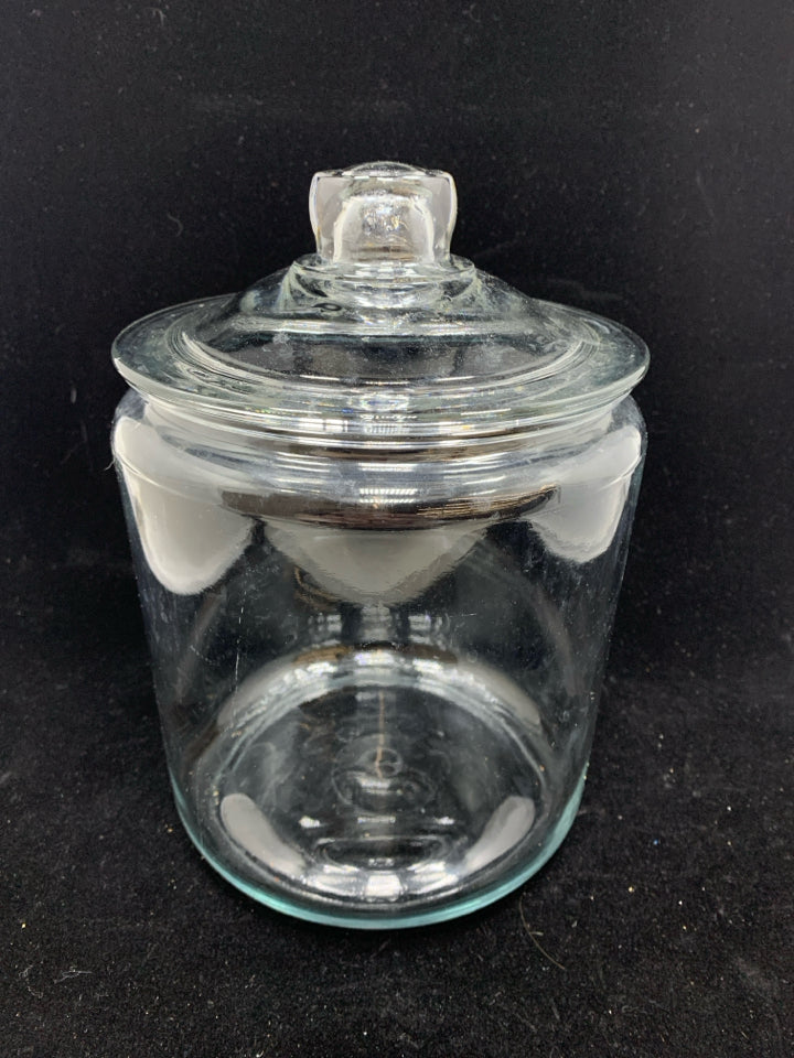 CLEAR GLASS CANISTER W/LID.