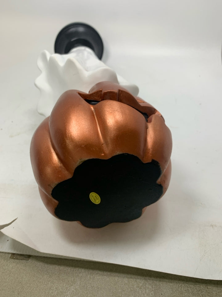 JACKO LANTERN GHOST STACKED TALL PILLAR CANDLE HOLDER.