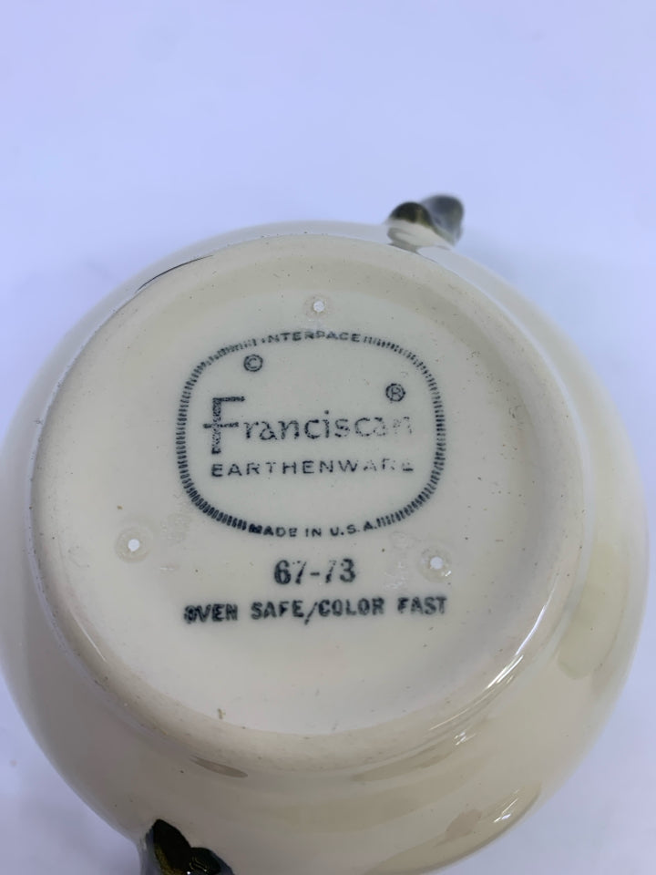 VTG PINK FLOWER CREAM & SUGAR SET FRANCISCAN.